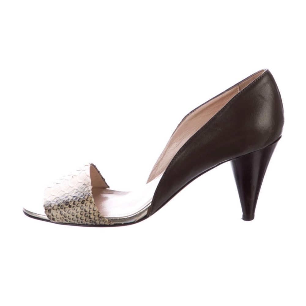 Loeffler Randall embossed leather mule pumps
